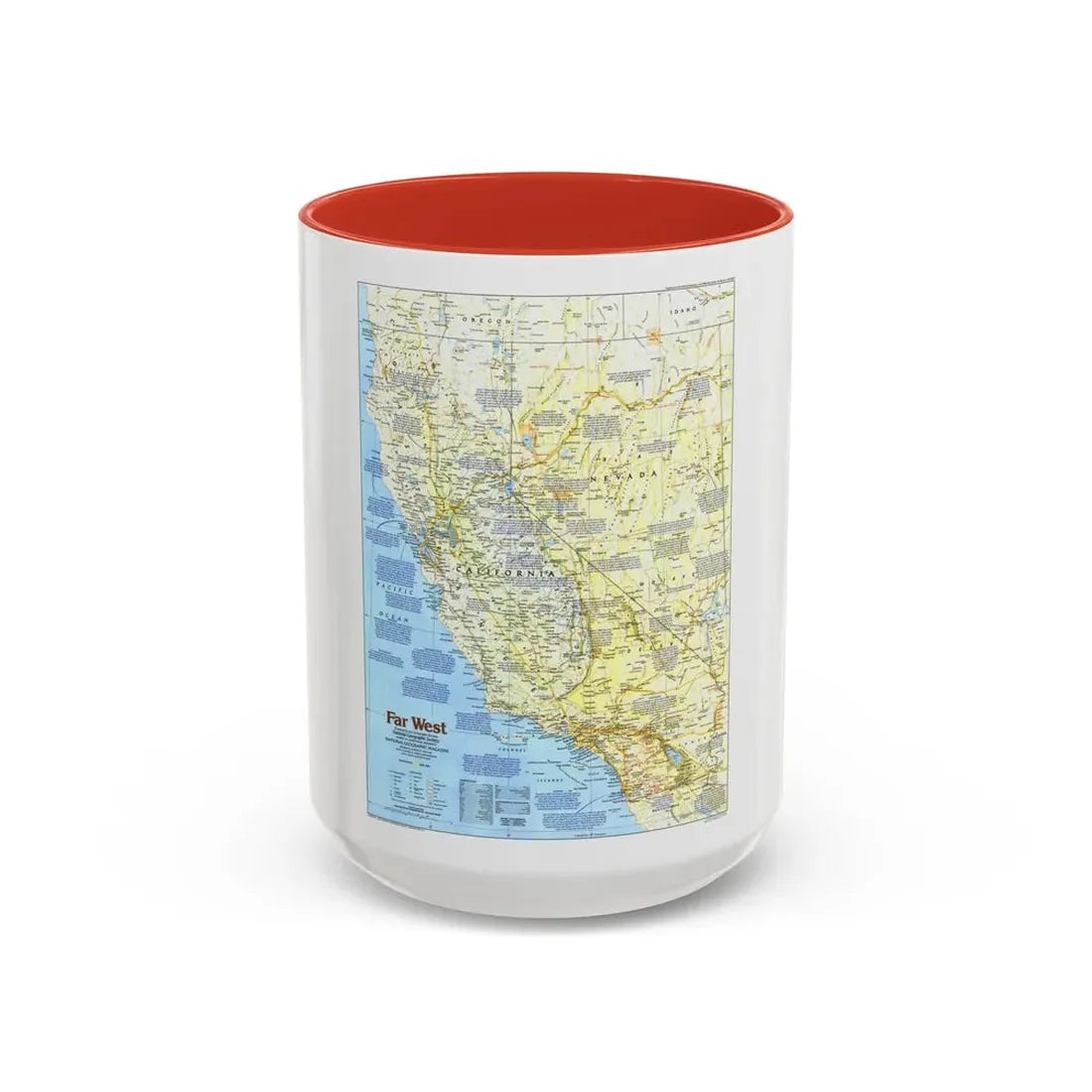 USA - Far West 1 (1984) (Map) Accent Coffee Mug 15oz Red - Go Mug Yourself