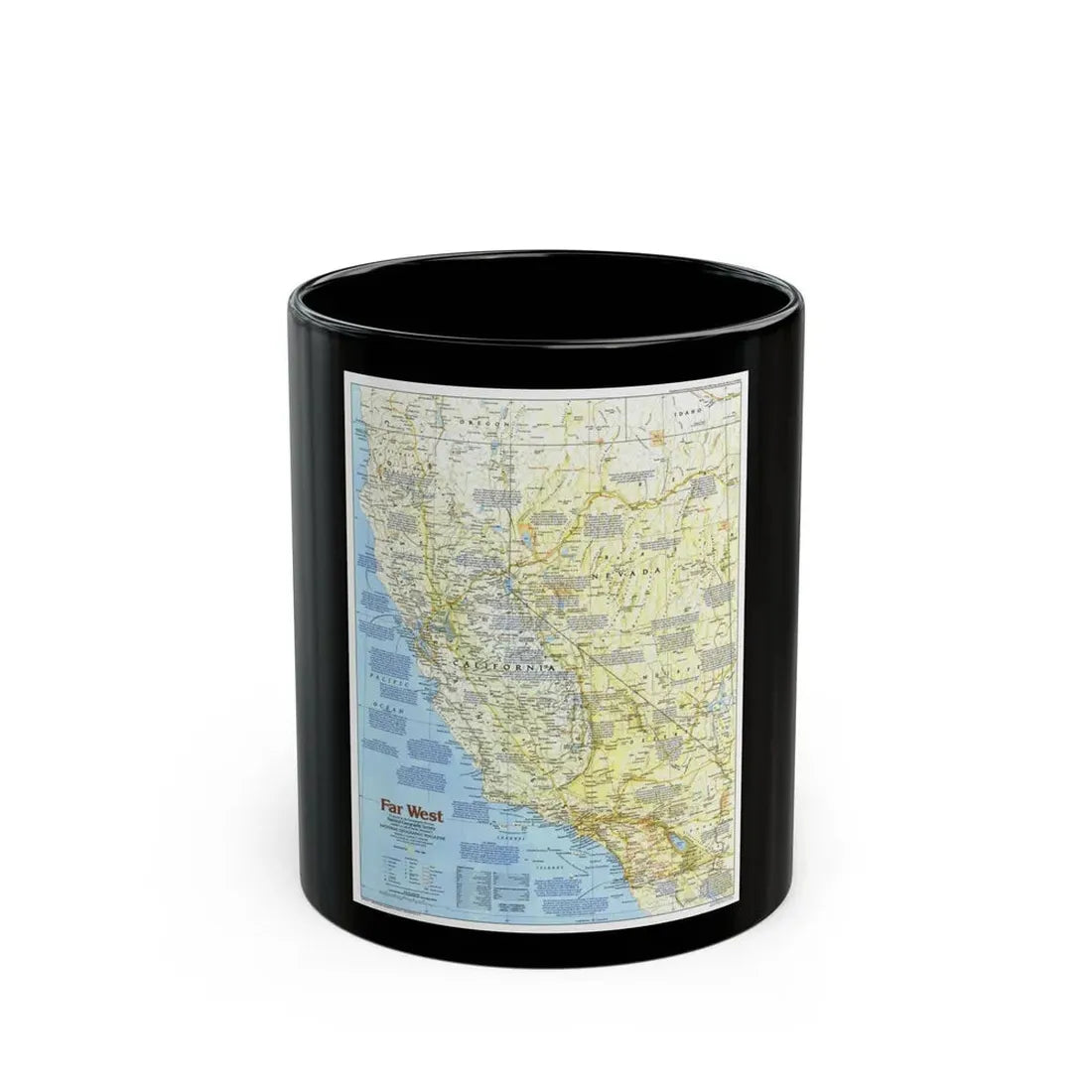 USA - Far West 1 (1984) (Map) Black Coffee Mug 11oz - Go Mug Yourself