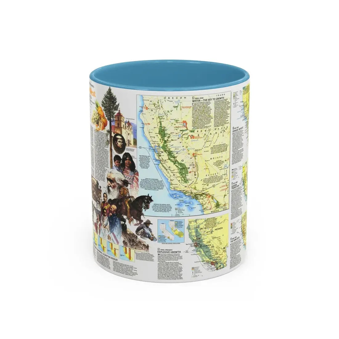 USA - Far West 2 (1984) (Map) Accent Coffee Mug 11oz Light Blue - Go Mug Yourself
