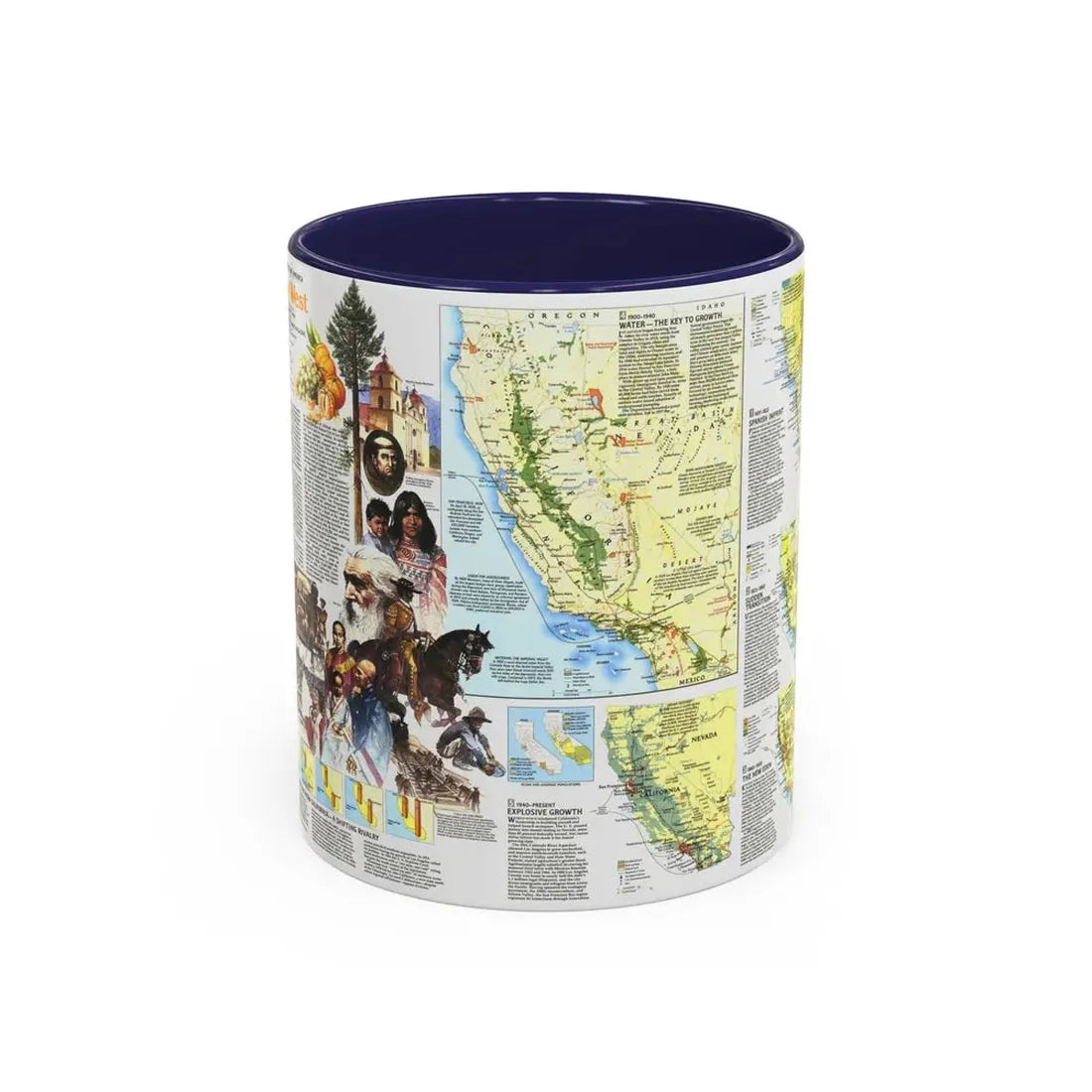 USA - Far West 2 (1984) (Map) Accent Coffee Mug 11oz Navy - Go Mug Yourself