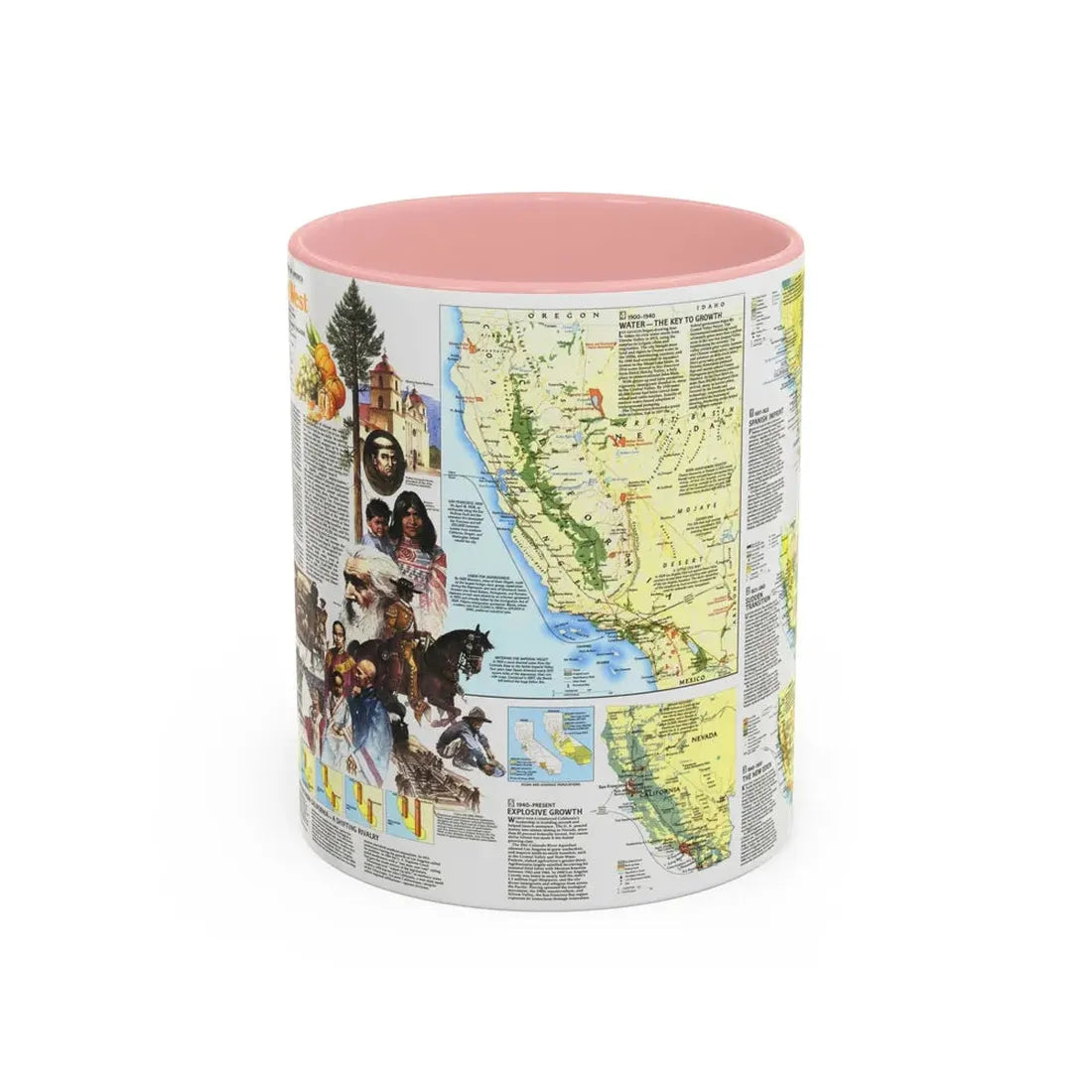 USA - Far West 2 (1984) (Map) Accent Coffee Mug 11oz Pink - Go Mug Yourself
