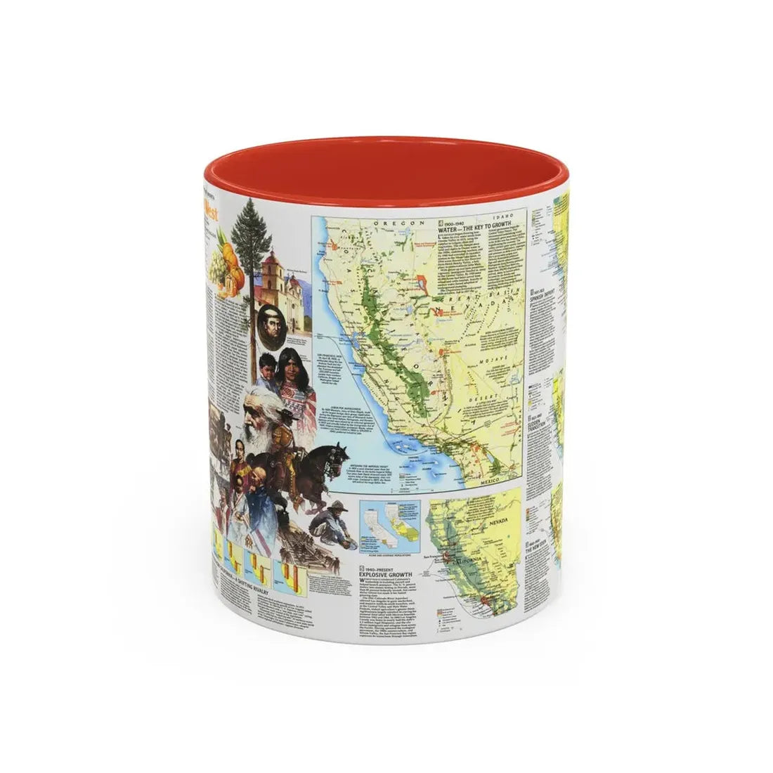 USA - Far West 2 (1984) (Map) Accent Coffee Mug 11oz Red - Go Mug Yourself