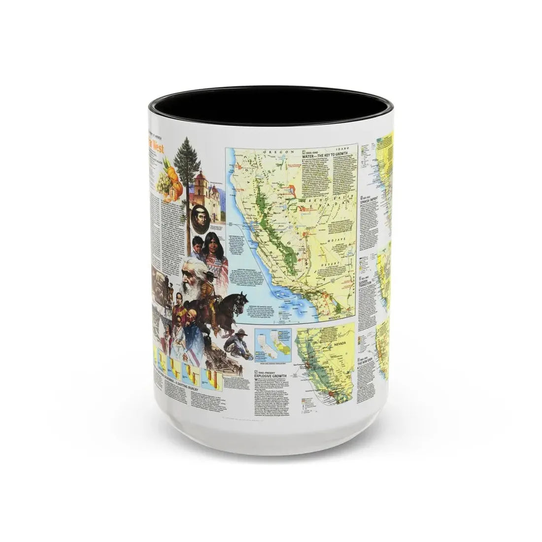 USA - Far West 2 (1984) (Map) Accent Coffee Mug 15oz Black - Go Mug Yourself