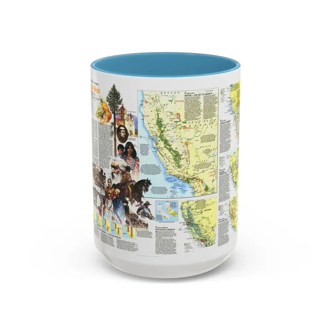USA - Far West 2 (1984) (Map) Accent Coffee Mug 15oz Light Blue - Go Mug Yourself
