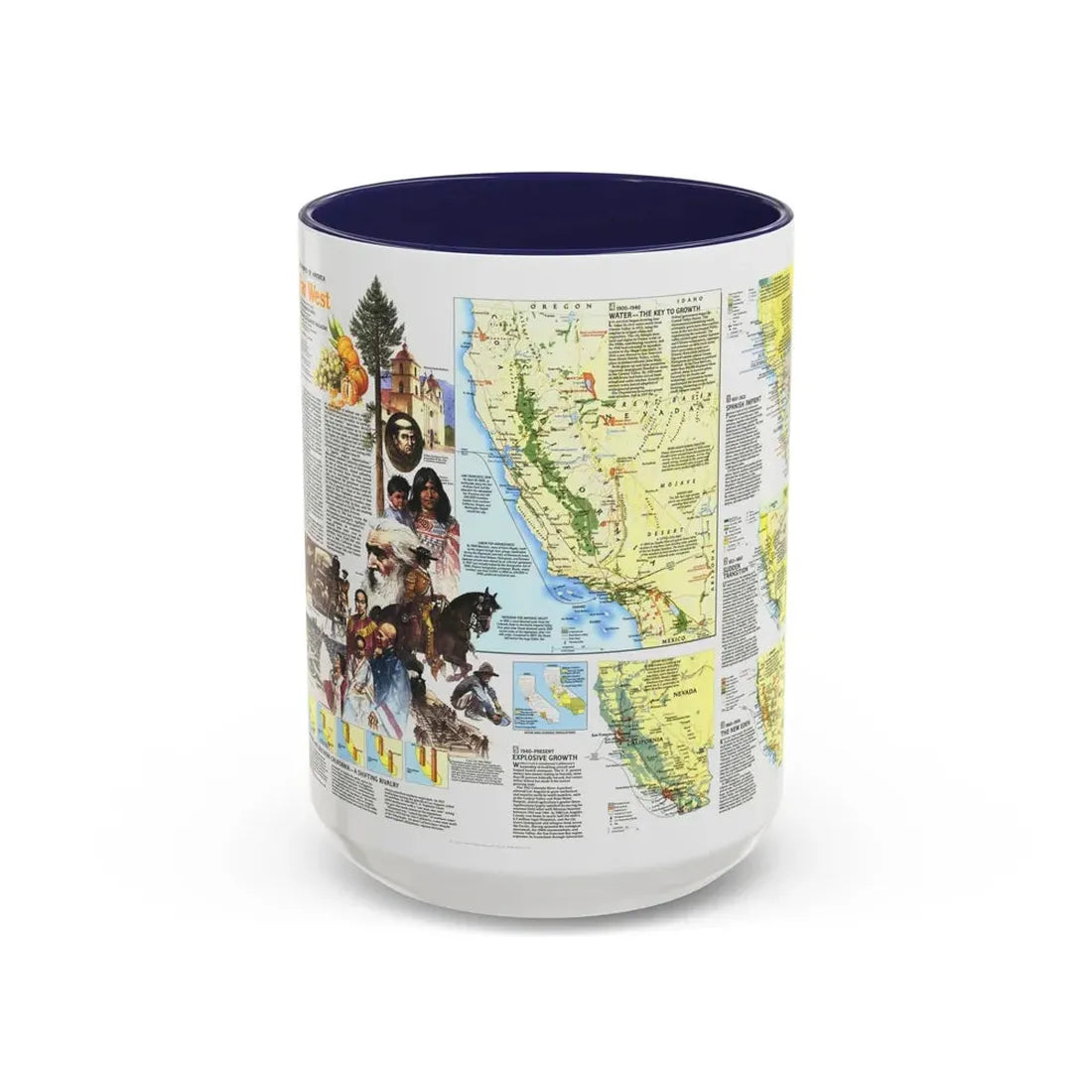 USA - Far West 2 (1984) (Map) Accent Coffee Mug 15oz Navy - Go Mug Yourself