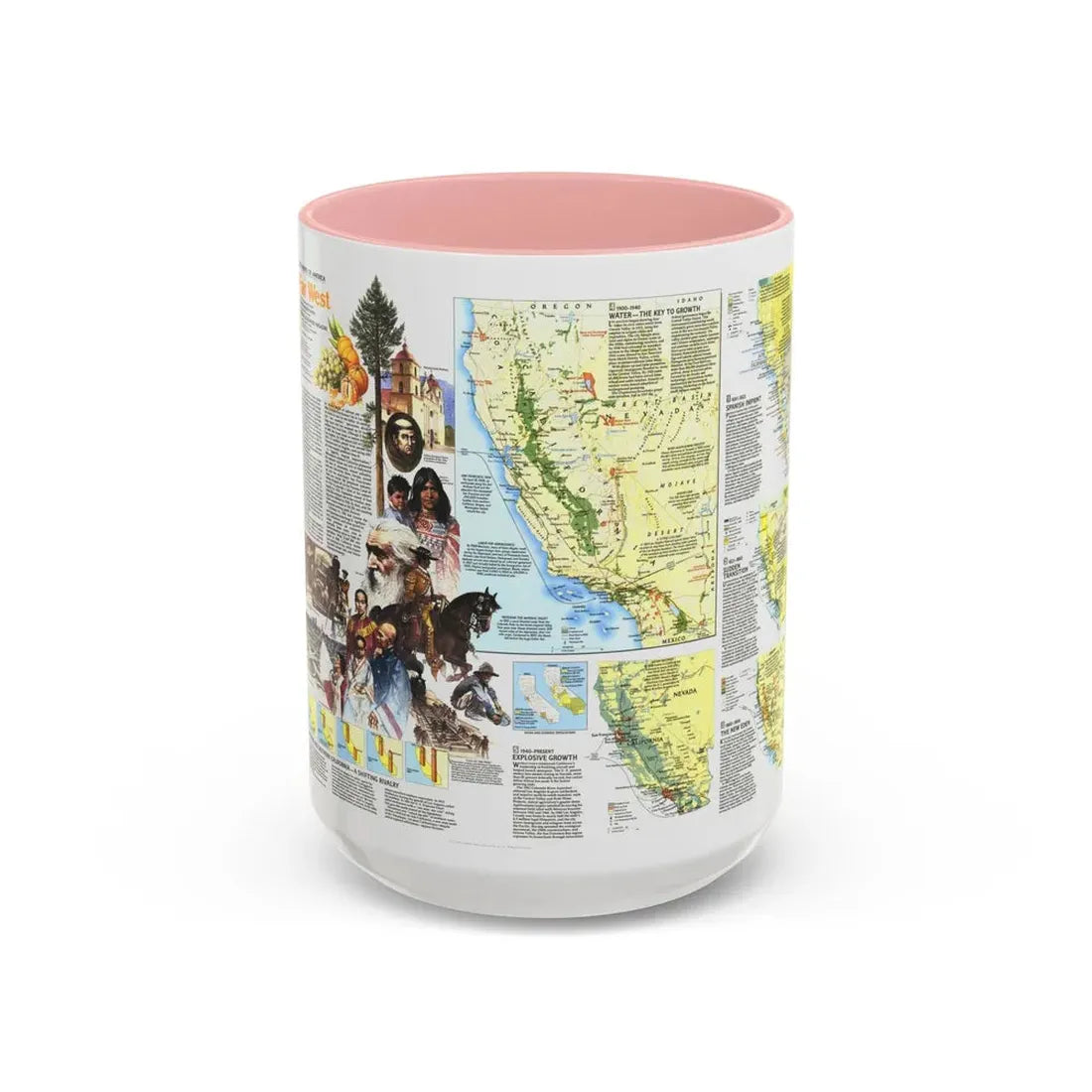 USA - Far West 2 (1984) (Map) Accent Coffee Mug 15oz Pink - Go Mug Yourself