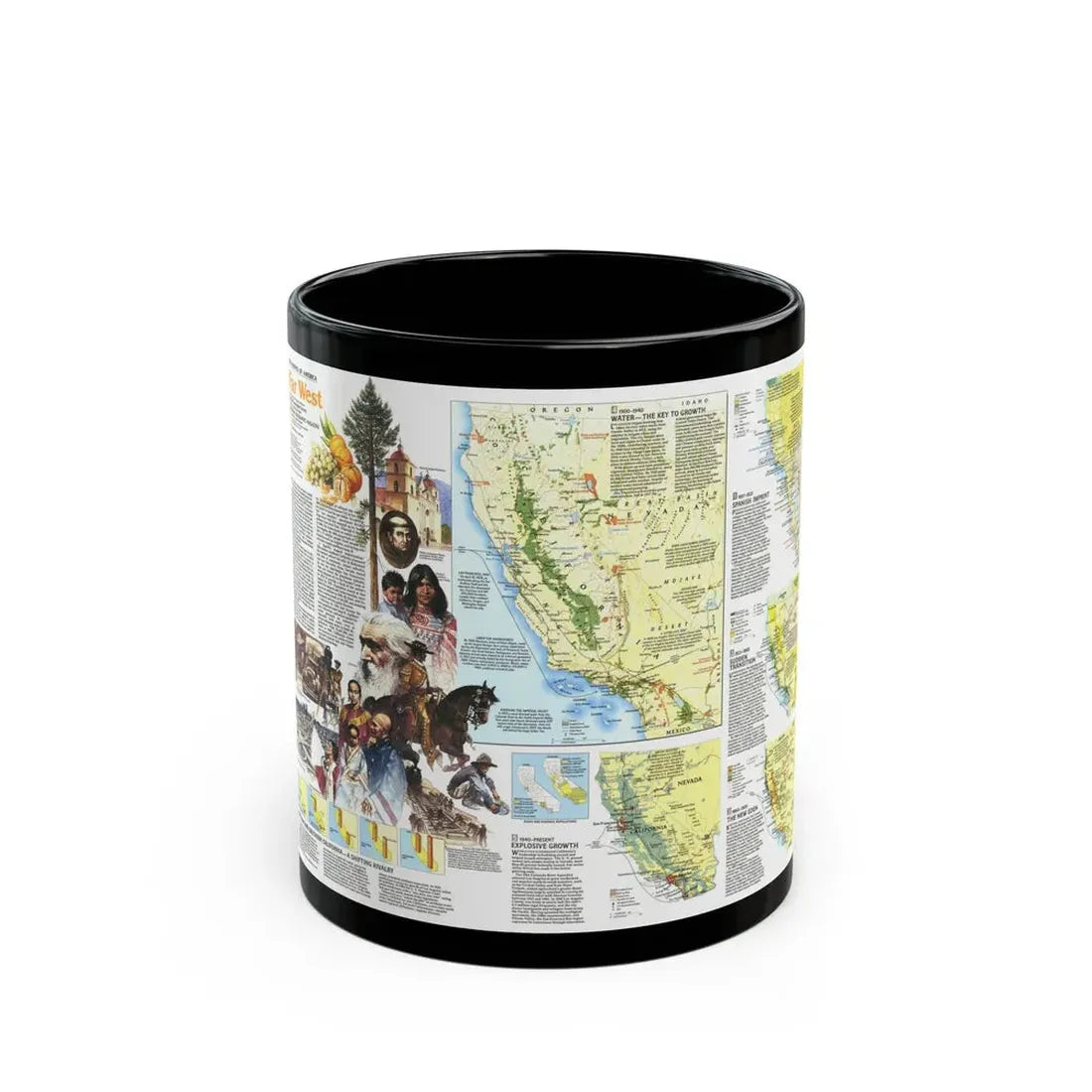 USA - Far West 2 (1984) (Map) Black Coffee Mug 11oz - Go Mug Yourself