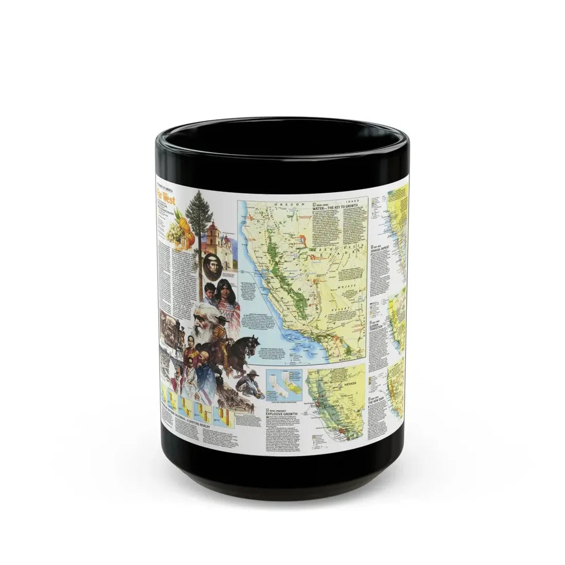 USA - Far West 2 (1984) (Map) Black Coffee Mug 15oz - Go Mug Yourself