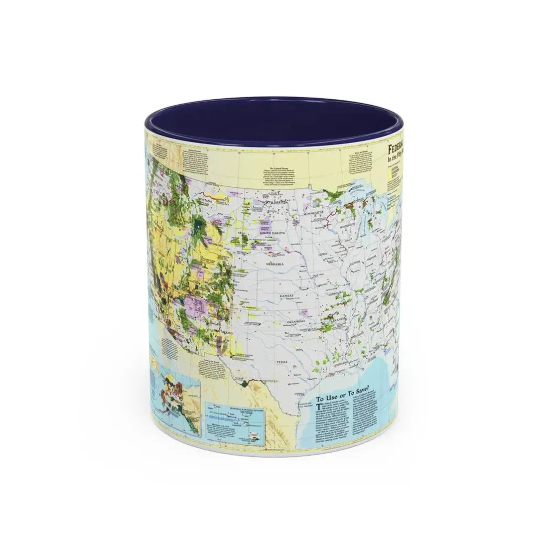 USA - Federal Lands in the Fifty States (1996) (Map) Accent Coffee Mug 11oz Navy - Go Mug Yourself