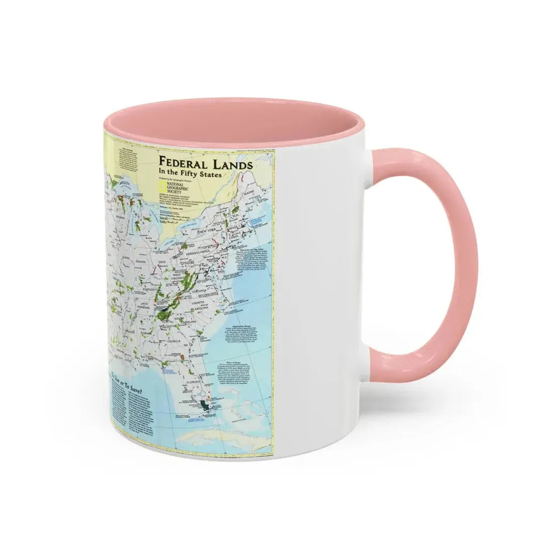 USA - Federal Lands in the Fifty States (1996) (Map) Accent Coffee Mug - Go Mug Yourself