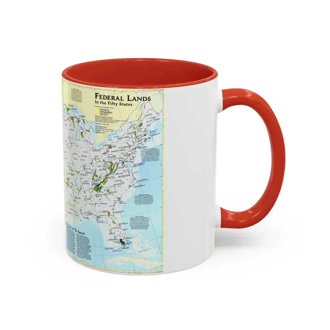USA - Federal Lands in the Fifty States (1996) (Map) Accent Coffee Mug - Go Mug Yourself