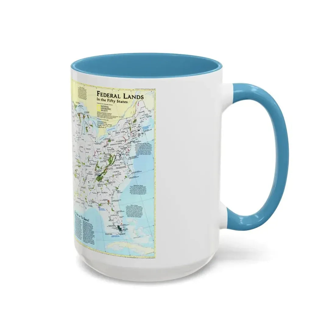 USA - Federal Lands in the Fifty States (1996) (Map) Accent Coffee Mug - Go Mug Yourself