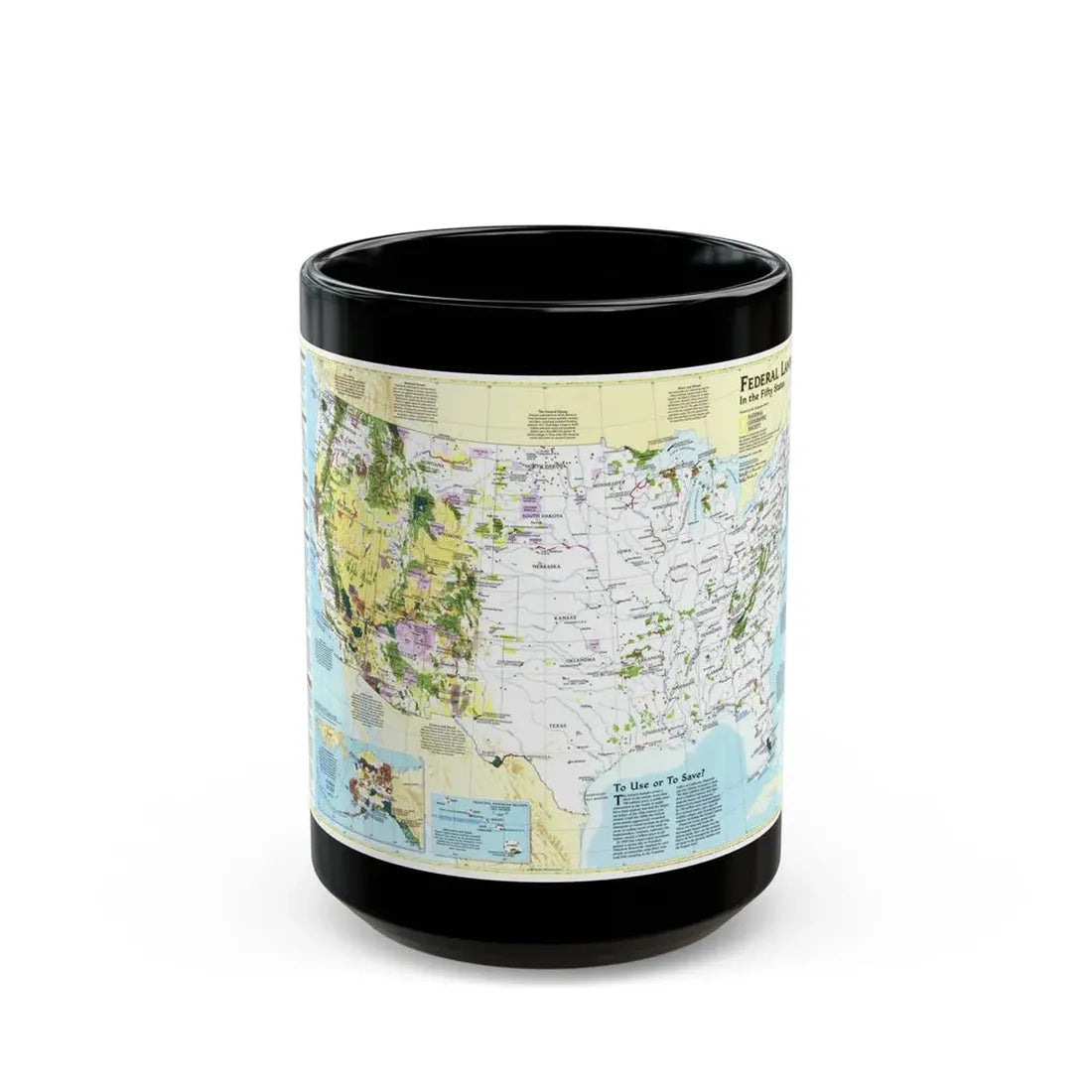 USA - Federal Lands in the Fifty States (1996) (Map) Black Coffee Mug 15oz - Go Mug Yourself