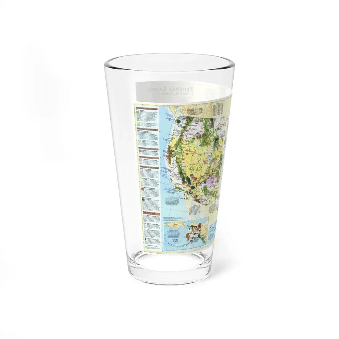 USA - Federal Lands in the Fifty States (1996) (Map) Pint Glass 16oz - Go Mug Yourself