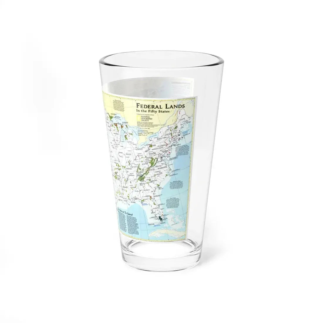 USA - Federal Lands in the Fifty States (1996) (Map) Pint Glass 16oz - Go Mug Yourself