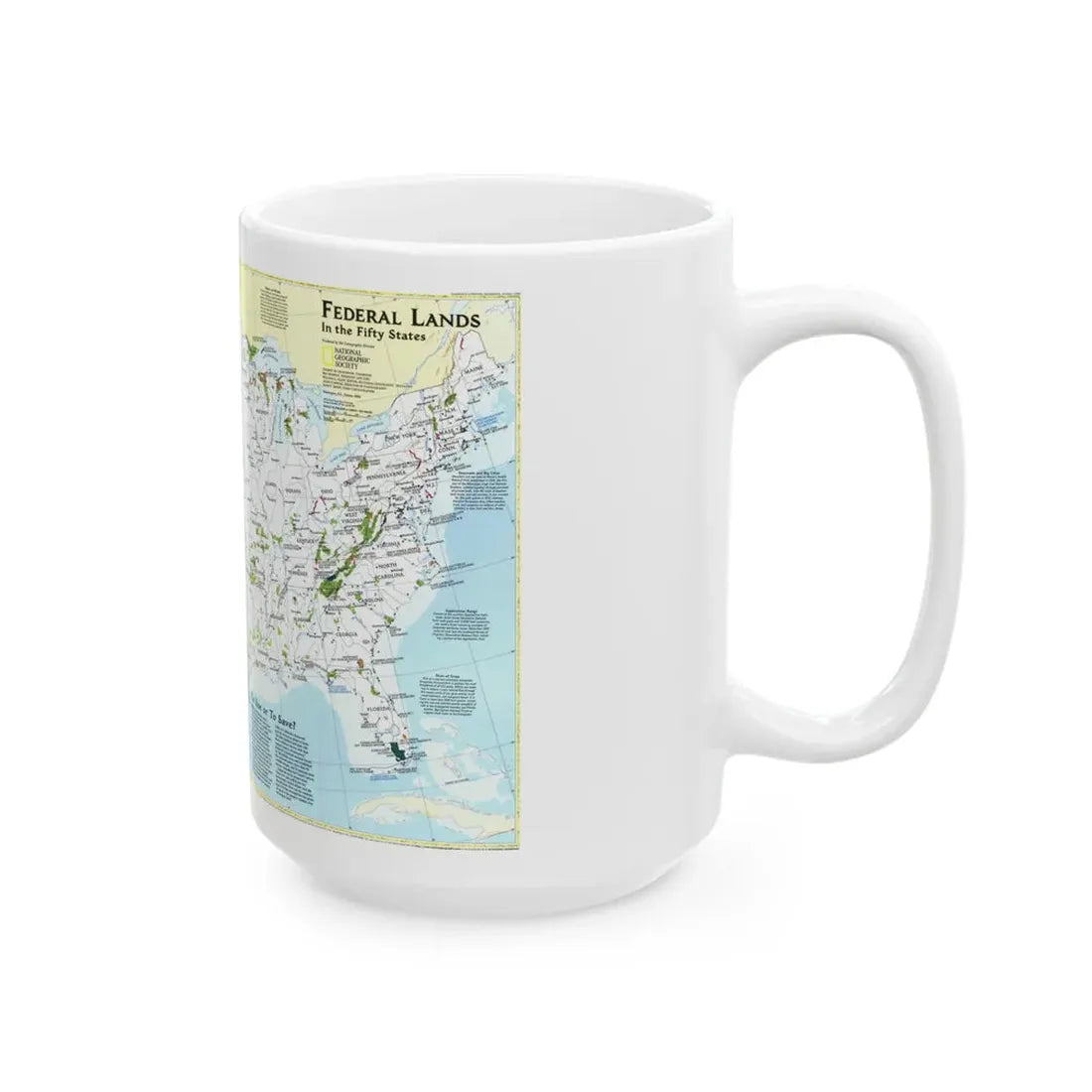 USA - Federal Lands in the Fifty States (1996) (Map) White Coffee Mug - Go Mug Yourself