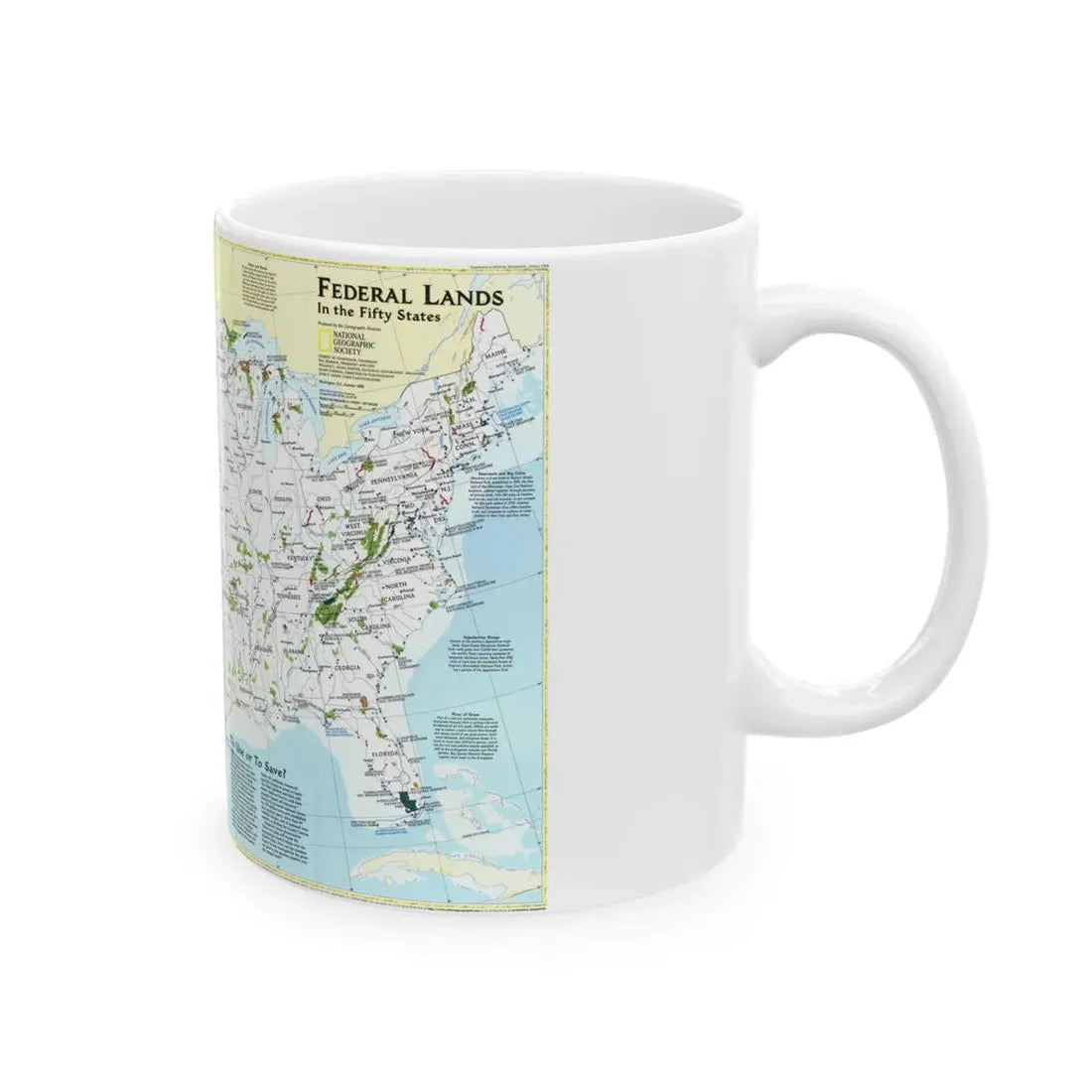 USA - Federal Lands in the Fifty States (1996) (Map) White Coffee Mug - Go Mug Yourself