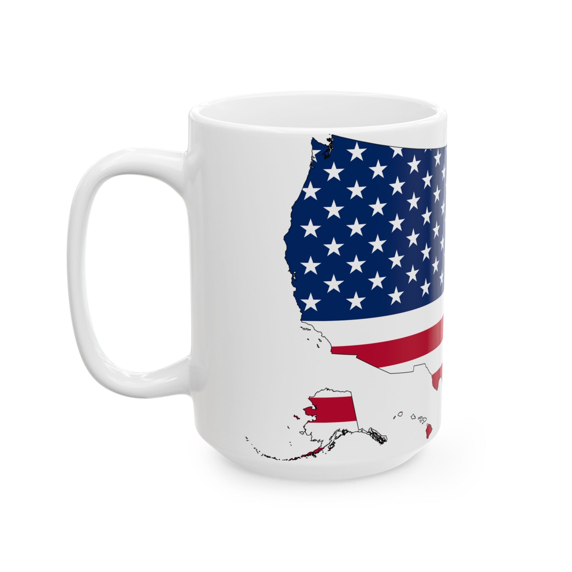 USA Flag Map (United States) White Coffee Mug-Go Mug Yourself