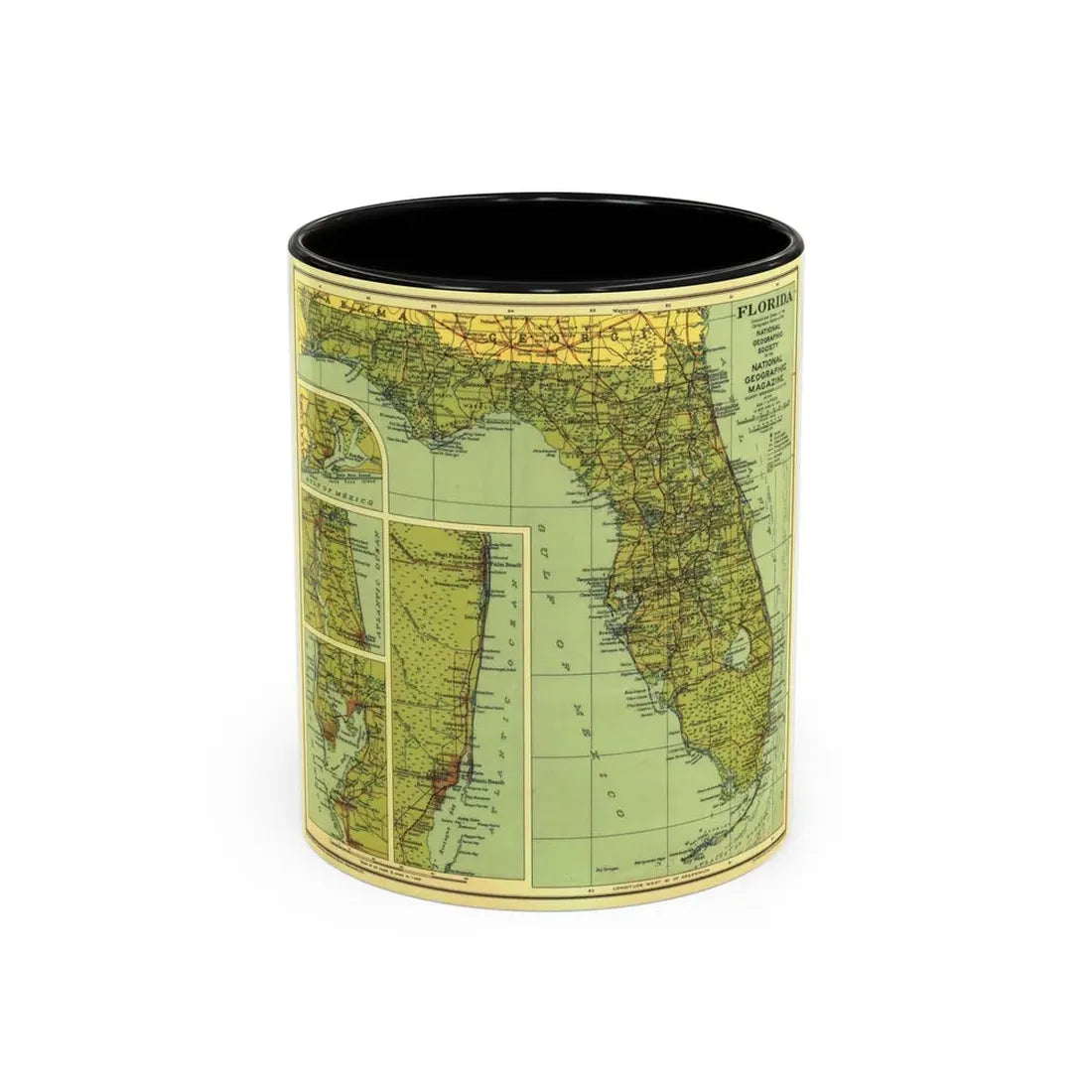 USA - Florida (1930) (Map) Accent Coffee Mug 11oz Black - Go Mug Yourself