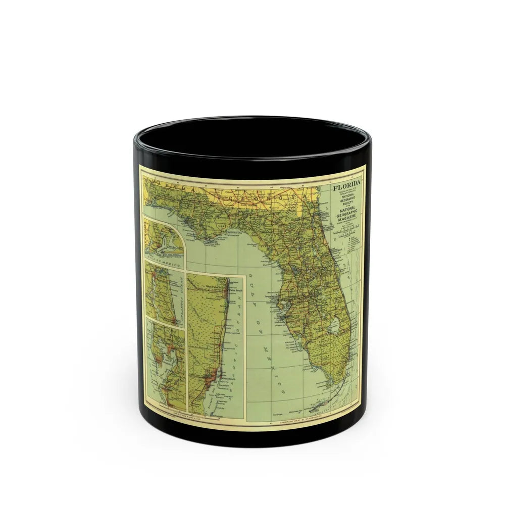 USA - Florida (1930) (Map) Black Coffee Mug-11oz-Go Mug Yourself