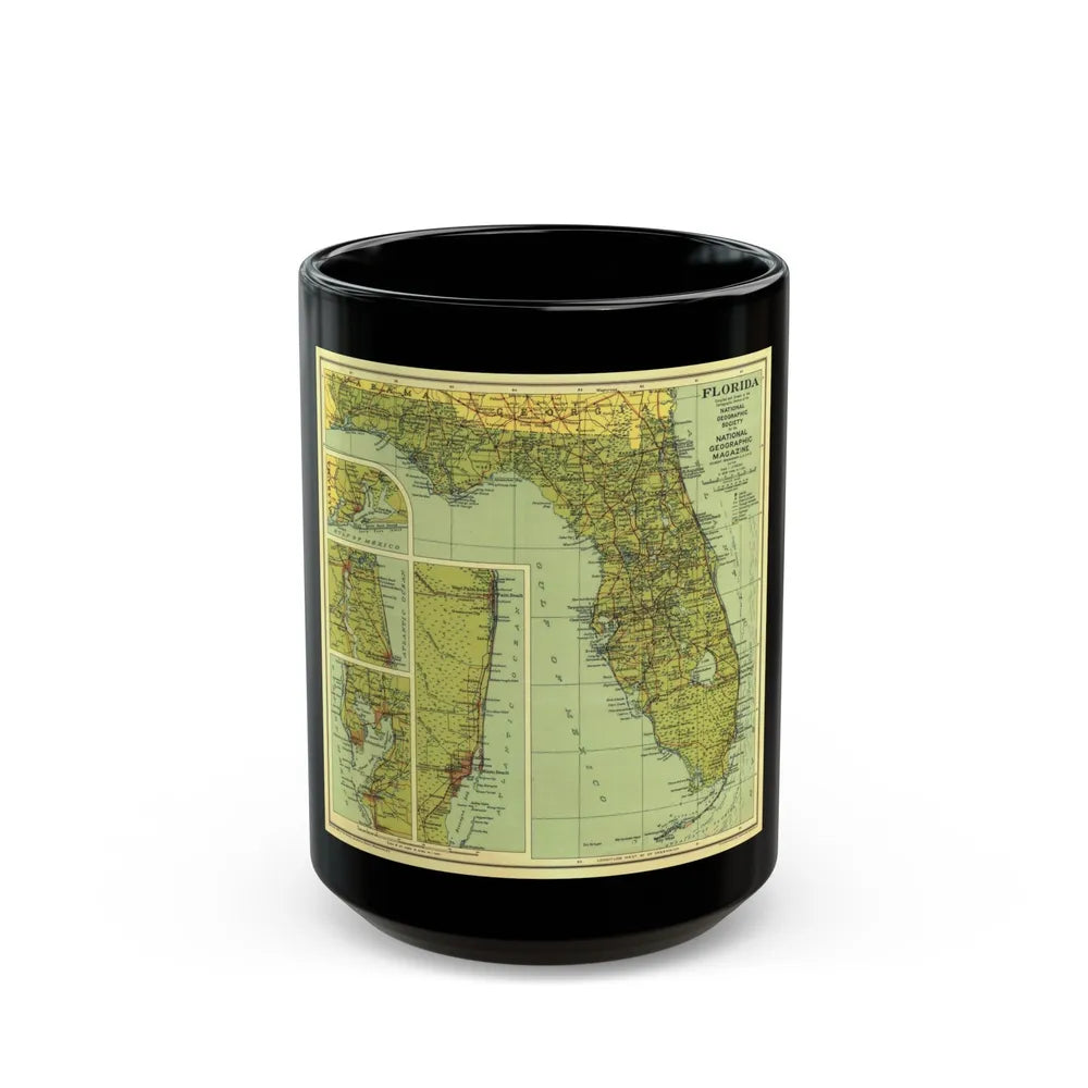 USA - Florida (1930) (Map) Black Coffee Mug-15oz-Go Mug Yourself