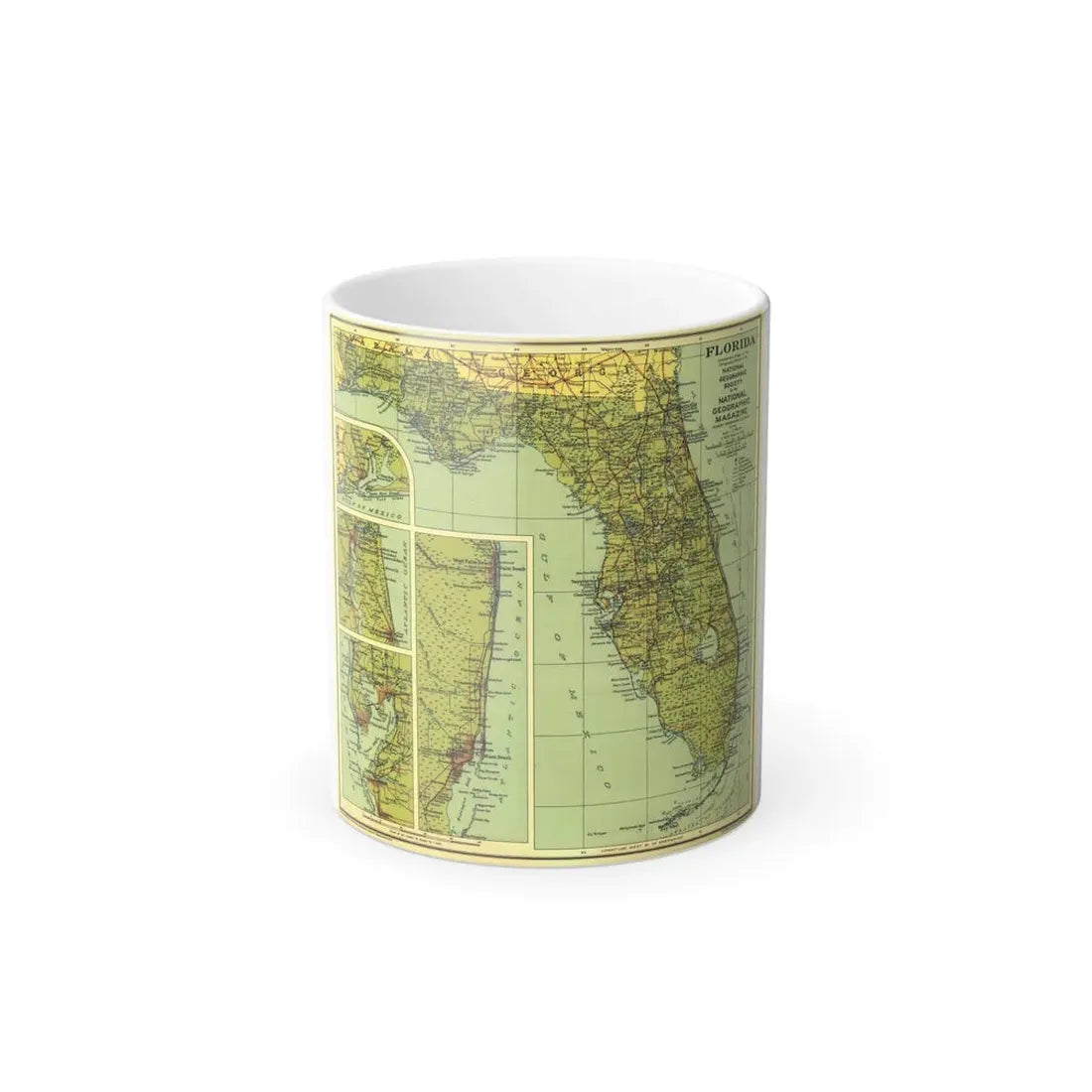 USA - Florida (1930) (Map) Color Changing Mug 11oz - Go Mug Yourself