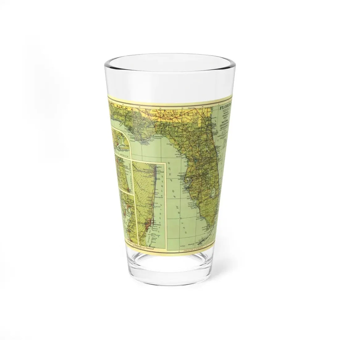 USA - Florida (1930) (Map) Pint Glass 16oz 16oz - Go Mug Yourself