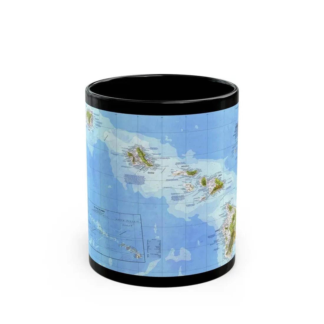 USA - Hawaii (1976) (Map) Black Coffee Mug 11oz - Go Mug Yourself
