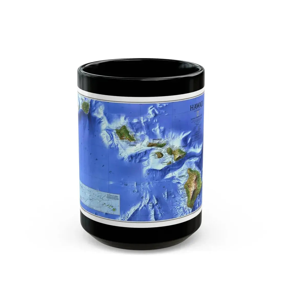 USA - Hawaii (1995) (Map) Black Coffee Mug 15oz - Go Mug Yourself