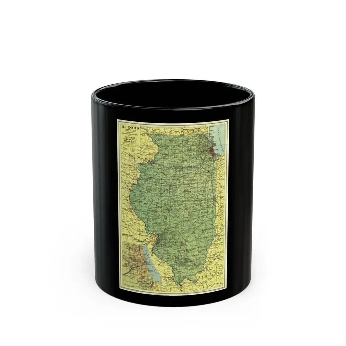 USA - Illinois (1931) (Map) Black Coffee Mug 11oz - Go Mug Yourself