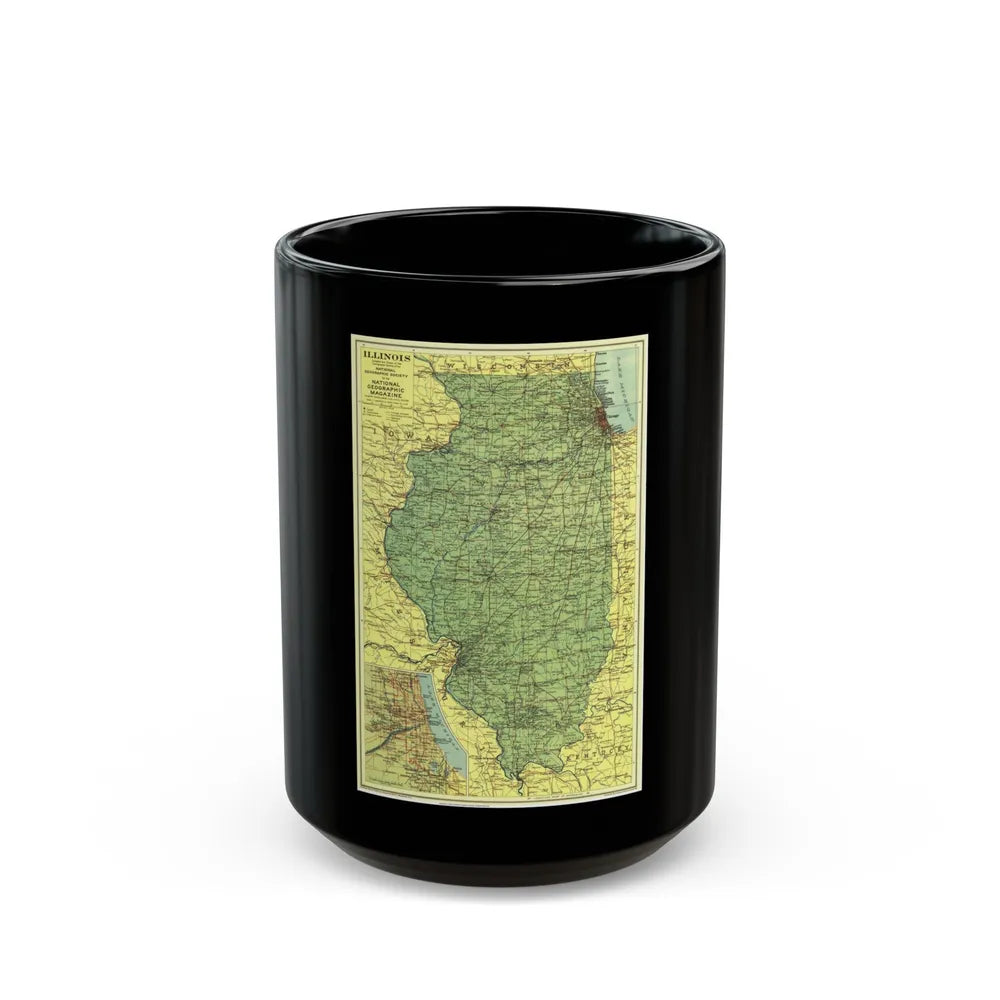 USA - Illinois (1931) (Map) Black Coffee Mug-15oz-Go Mug Yourself