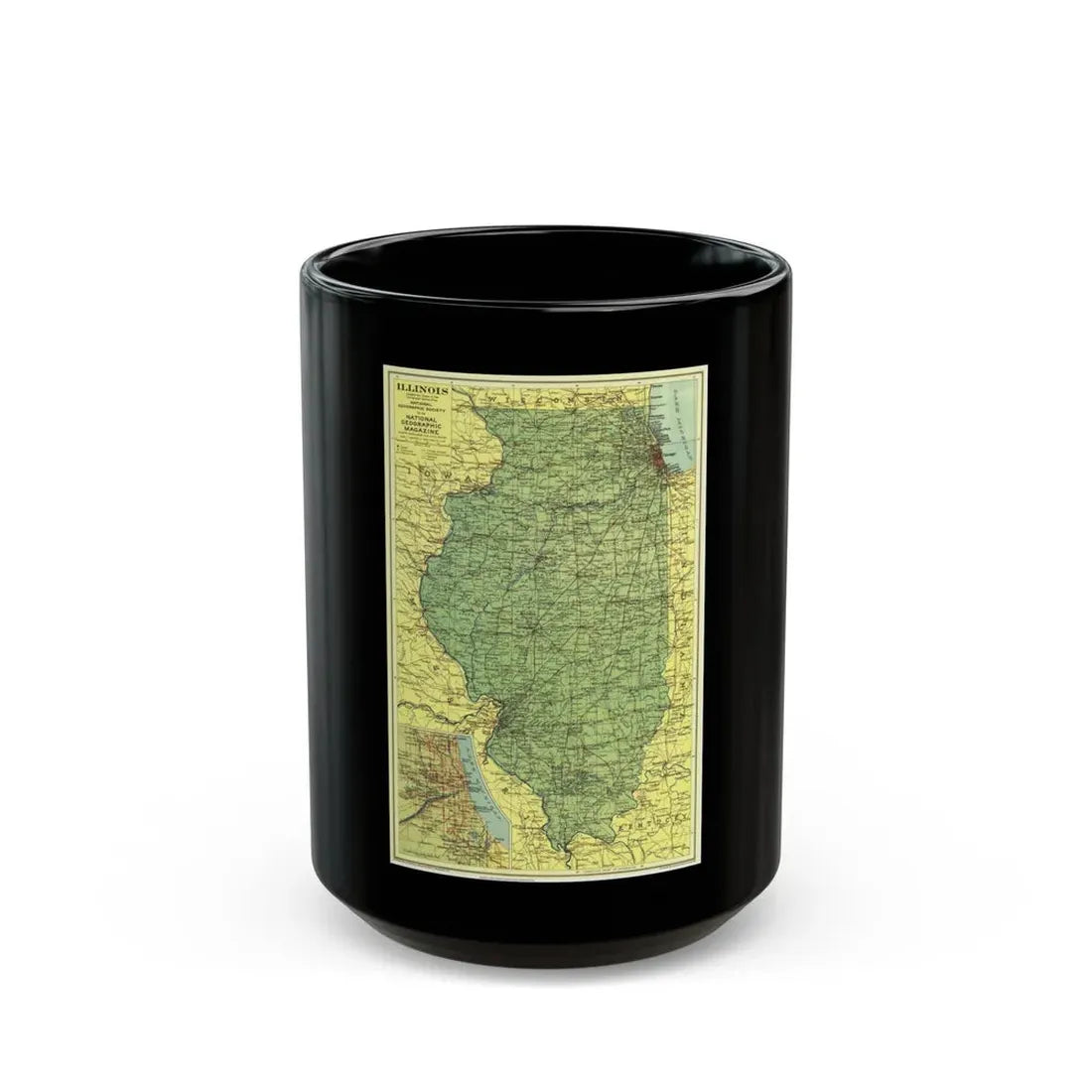 USA - Illinois (1931) (Map) Black Coffee Mug 15oz - Go Mug Yourself