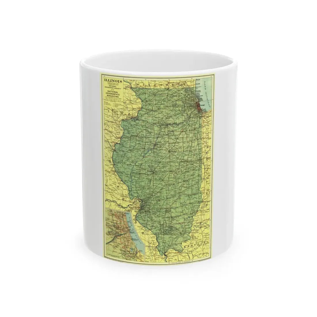 USA - Illinois (1931) (Map) White Coffee Mug 11oz - Go Mug Yourself