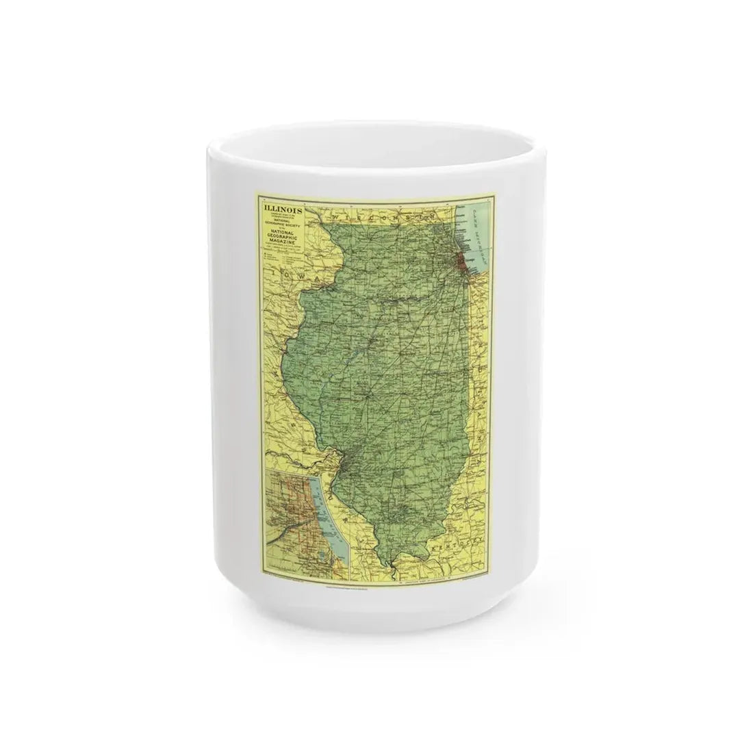 USA - Illinois (1931) (Map) White Coffee Mug 15oz - Go Mug Yourself