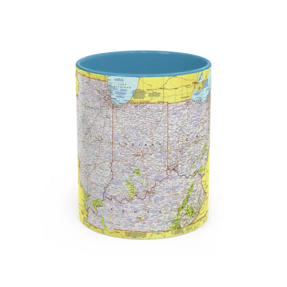 USA - Illinois, Indiana, Ohio, Kentucky 1 (1977) (Map) Accent Coffee Mug 11oz Light Blue - Go Mug Yourself
