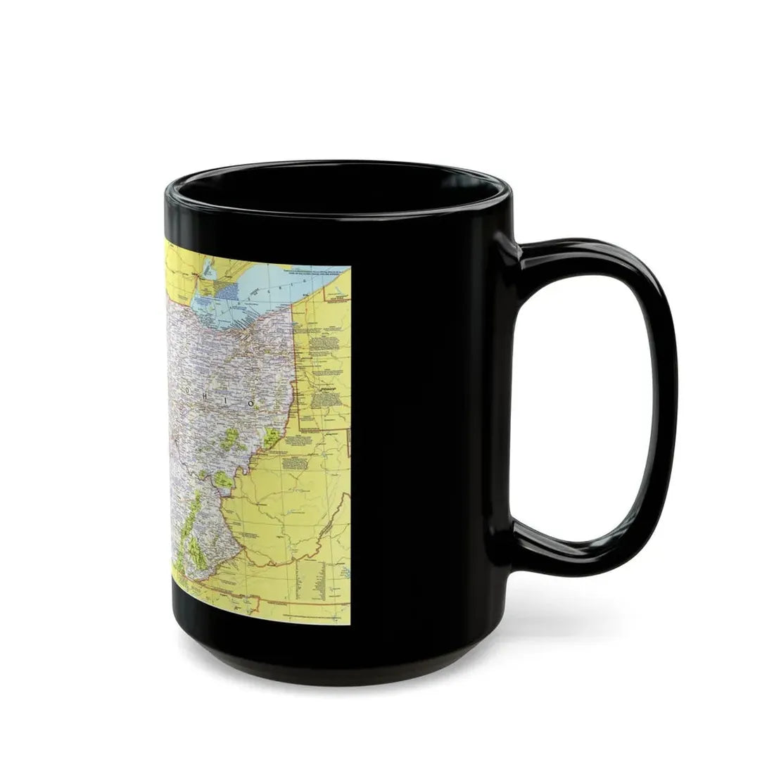 USA - Illinois, Indiana, Ohio, Kentucky 1 (1977) (Map) Black Coffee Mug - Go Mug Yourself