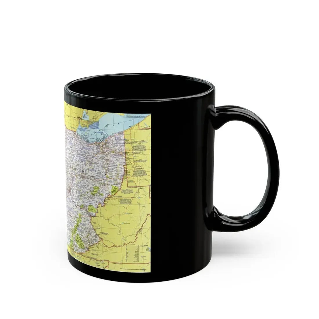 USA - Illinois, Indiana, Ohio, Kentucky 1 (1977) (Map) Black Coffee Mug - Go Mug Yourself
