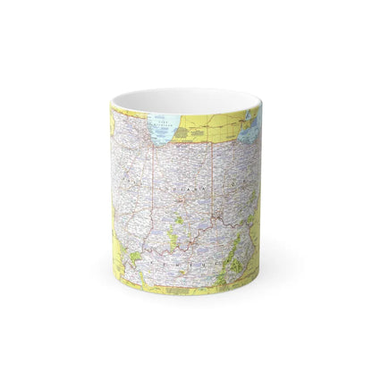 USA - Illinois, Indiana, Ohio, Kentucky 1 (1977) (Map) Color Changing Mug 11oz-Go Mug Yourself