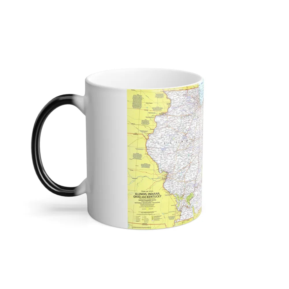 USA - Illinois, Indiana, Ohio, Kentucky 1 (1977) (Map) Color Changing Mug 11oz-Go Mug Yourself