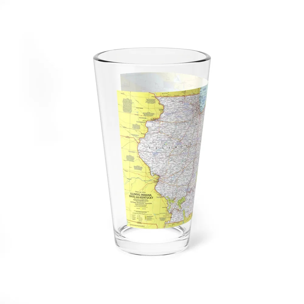 USA - Illinois, Indiana, Ohio, Kentucky 1 (1977) (Map) Pint Glass 16oz-Go Mug Yourself