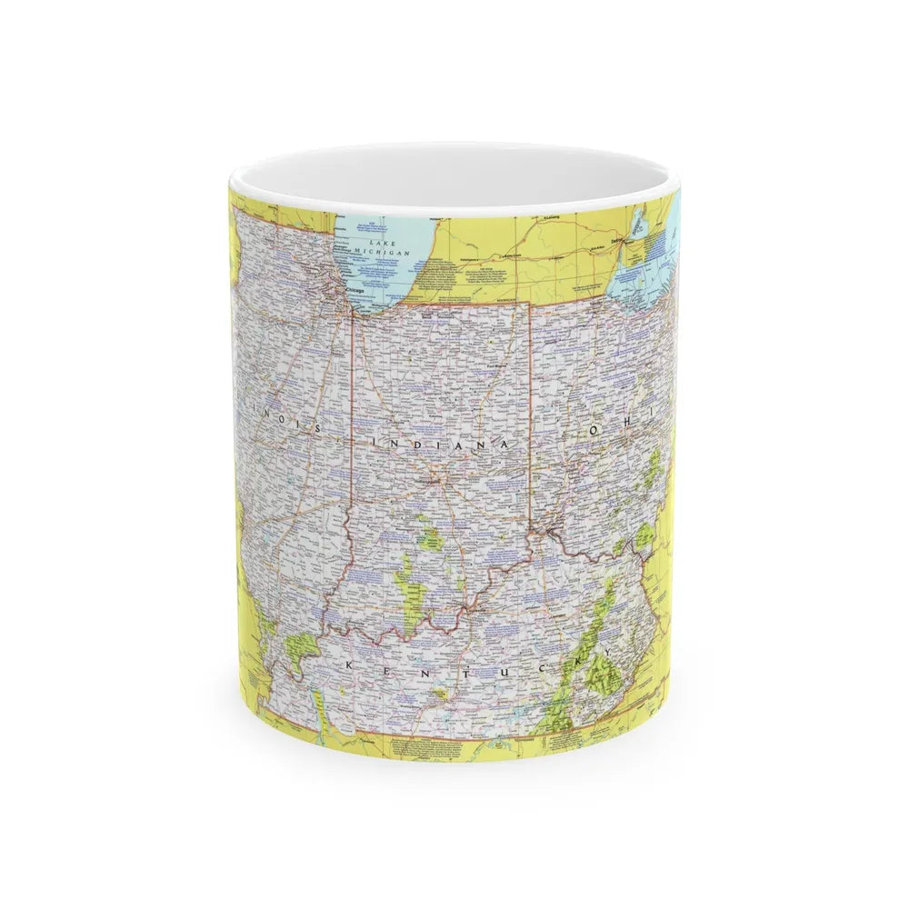 USA - Illinois, Indiana, Ohio, Kentucky 1 (1977) (Map) White Coffee Mug-11oz-Go Mug Yourself