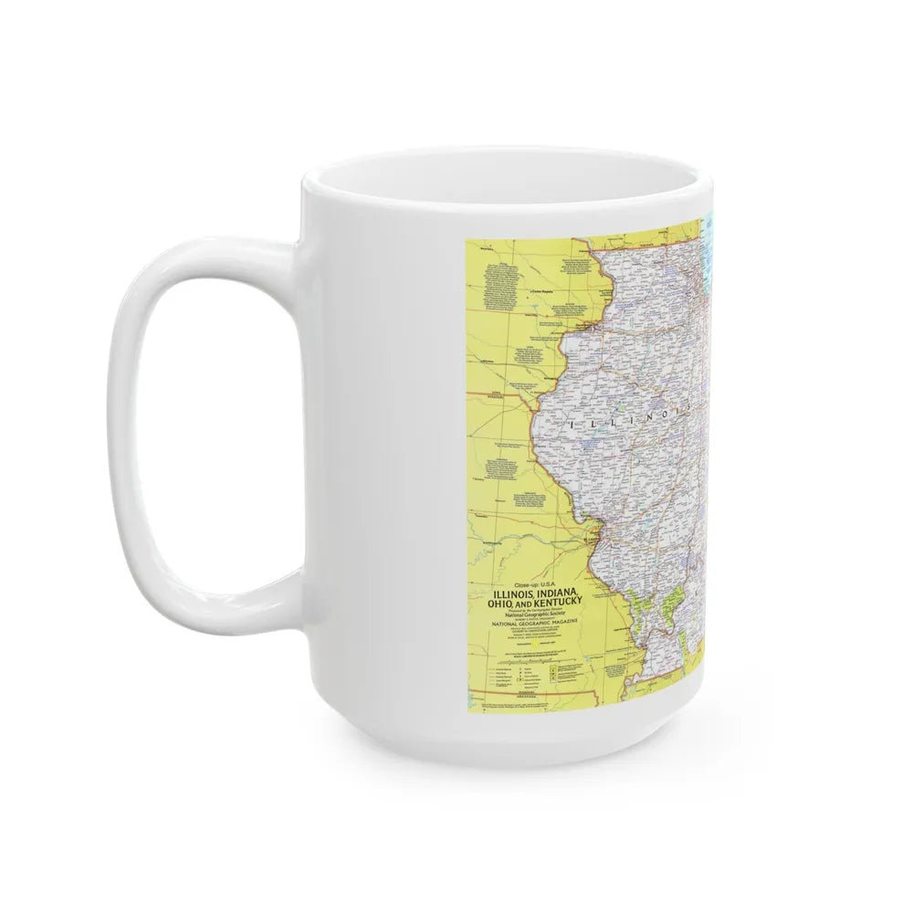 USA - Illinois, Indiana, Ohio, Kentucky 1 (1977) (Map) White Coffee Mug-Go Mug Yourself