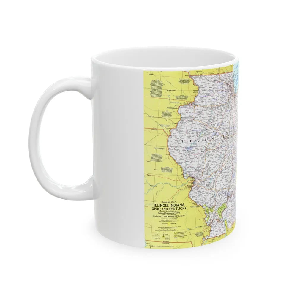 USA - Illinois, Indiana, Ohio, Kentucky 1 (1977) (Map) White Coffee Mug-Go Mug Yourself