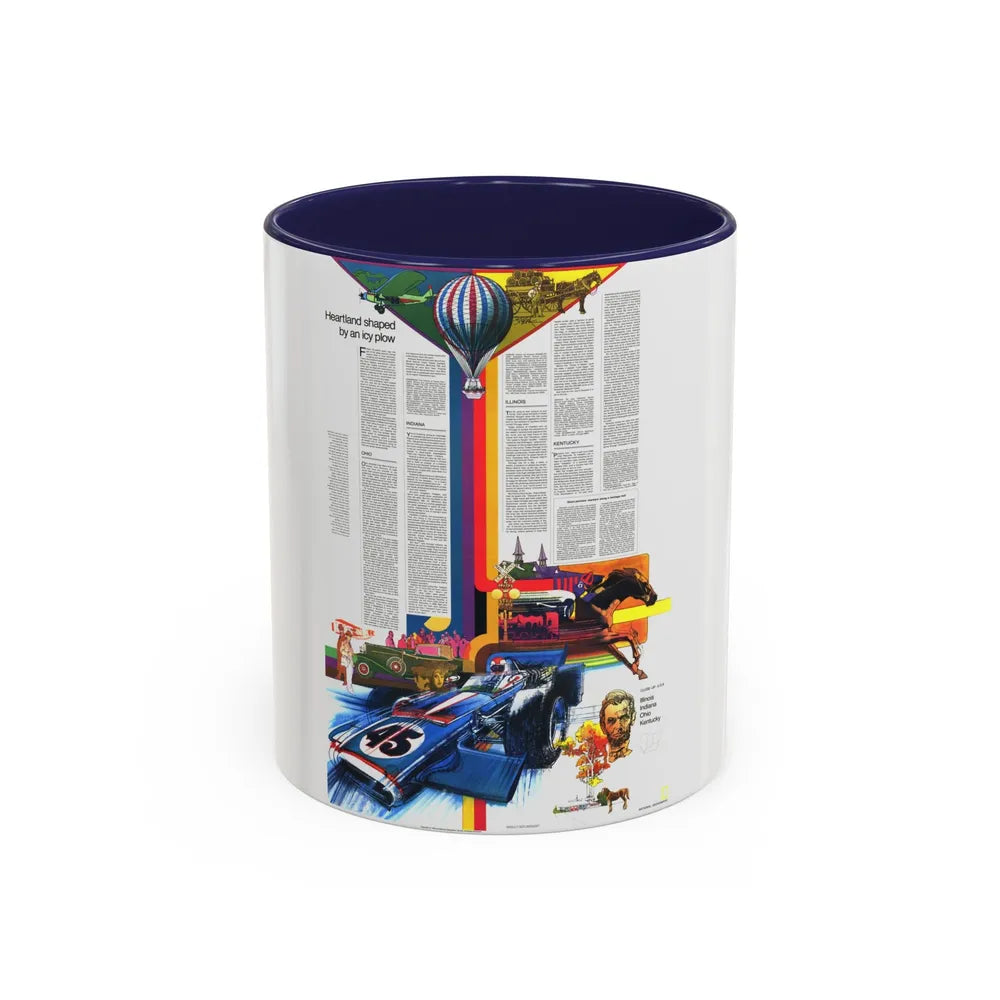 USA - Illinois, Indiana, Ohio, Kentucky 2 (1977) (Map) Accent Coffee Mug 11oz Navy - Go Mug Yourself