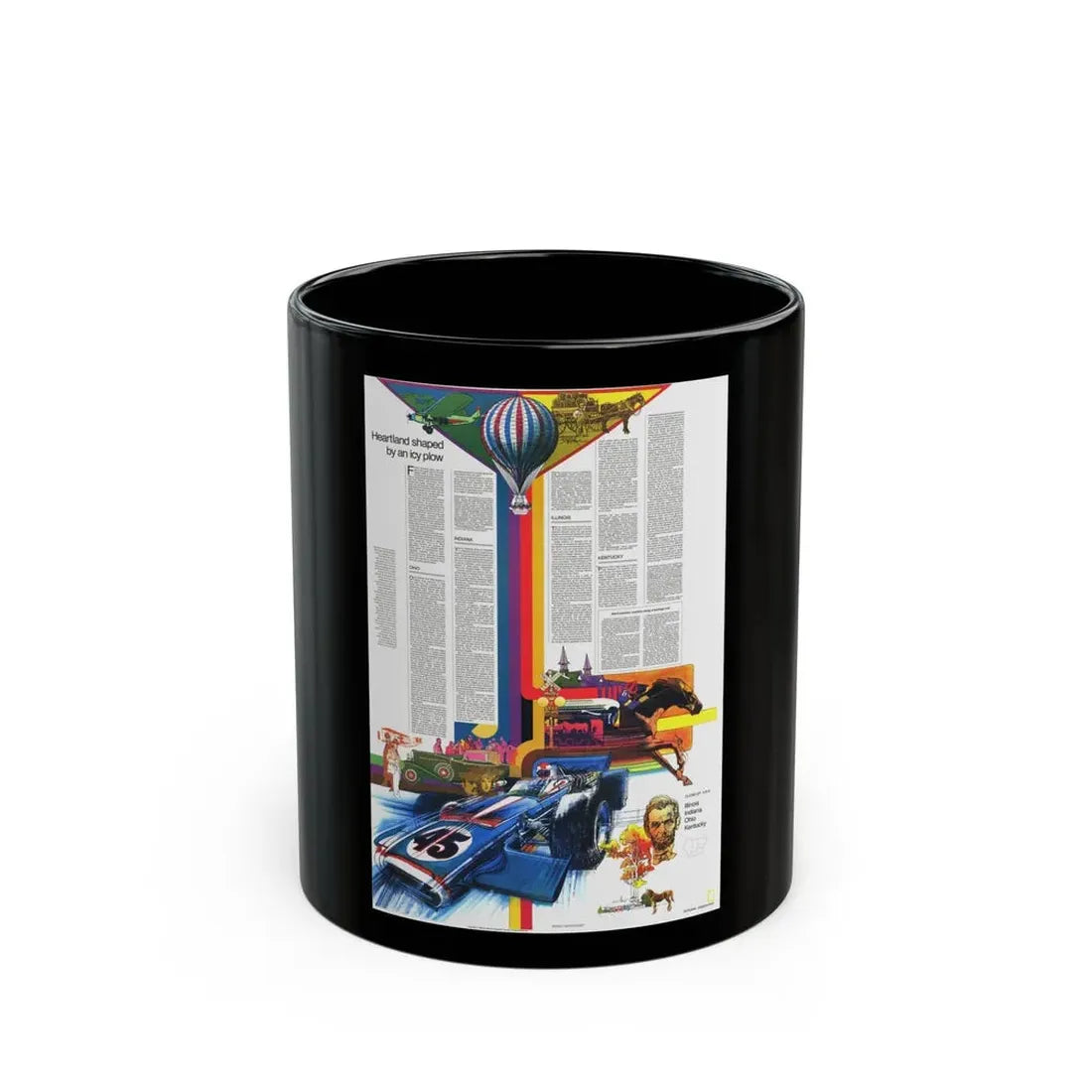 USA - Illinois, Indiana, Ohio, Kentucky 2 (1977) (Map) Black Coffee Mug 11oz - Go Mug Yourself