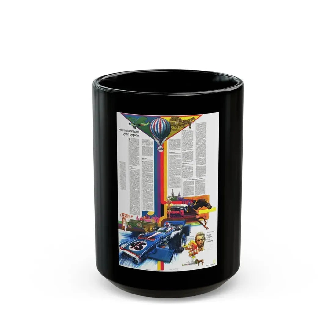 USA - Illinois, Indiana, Ohio, Kentucky 2 (1977) (Map) Black Coffee Mug 15oz - Go Mug Yourself
