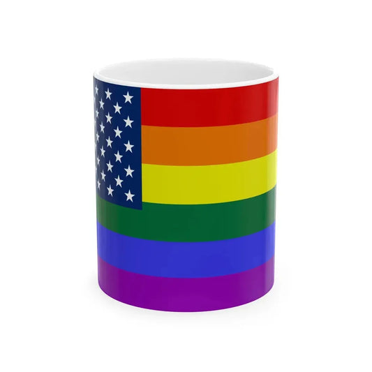 USA Lesbian Gay Bisexual Transgender flag (United States) White Coffee Mug 11oz - Go Mug Yourself