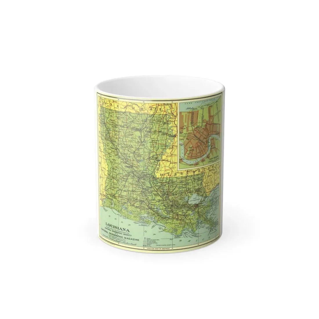 USA - Louisiana (1930) (Map) Color Changing Mug 11oz Default Title 11oz - Go Mug Yourself