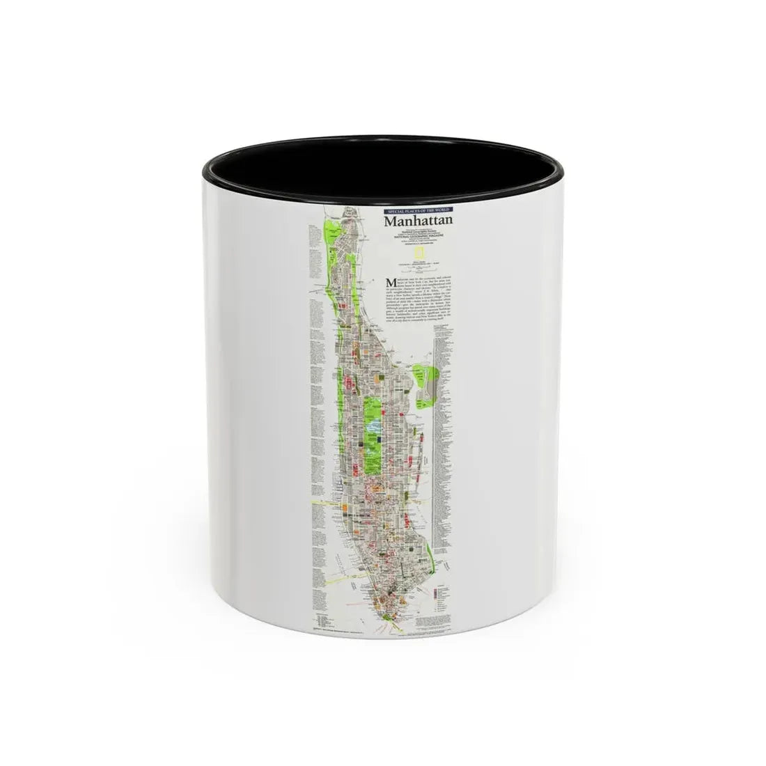 USA - Manhattan (1990) (Map) Accent Coffee Mug 11oz Black - Go Mug Yourself