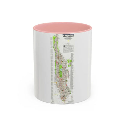 USA - Manhattan (1990) (Map) Accent Coffee Mug 11oz Pink - Go Mug Yourself
